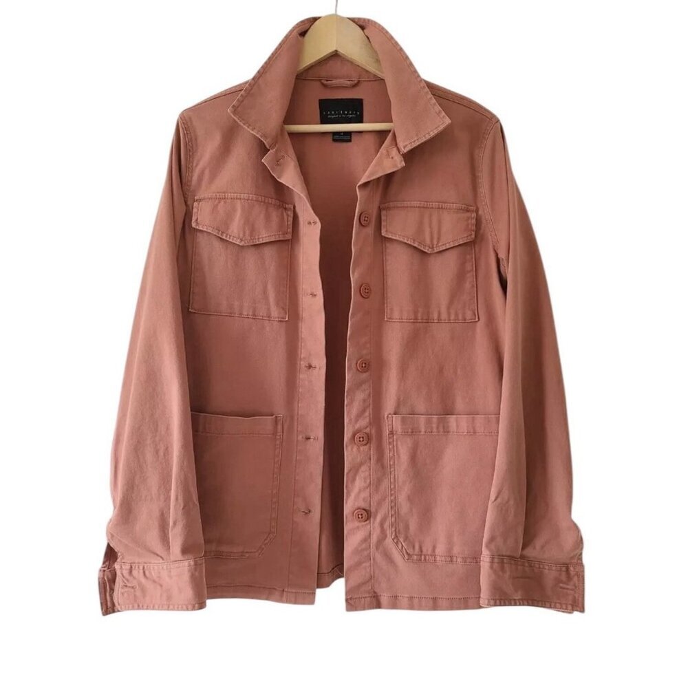 Sanctuary 4 Pocket Lightweight Utility Jacket Button Terracotta Pink Sz Medium